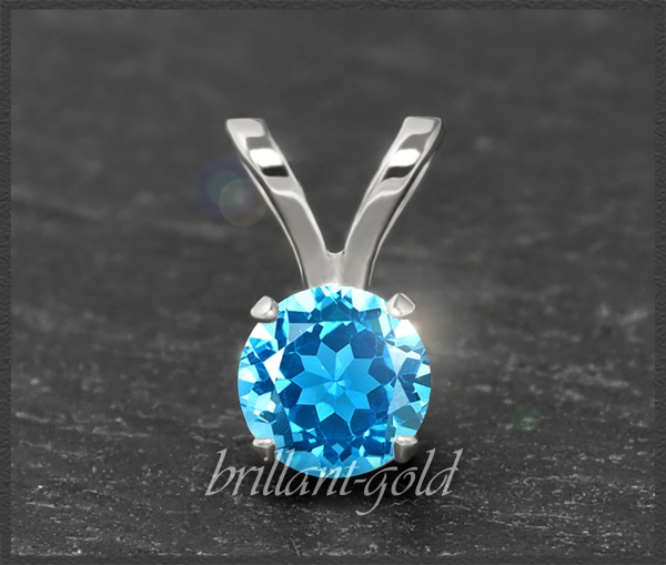 Anhänger 585 Gold aquamarin-blauer Topas 4,5,6,7mm